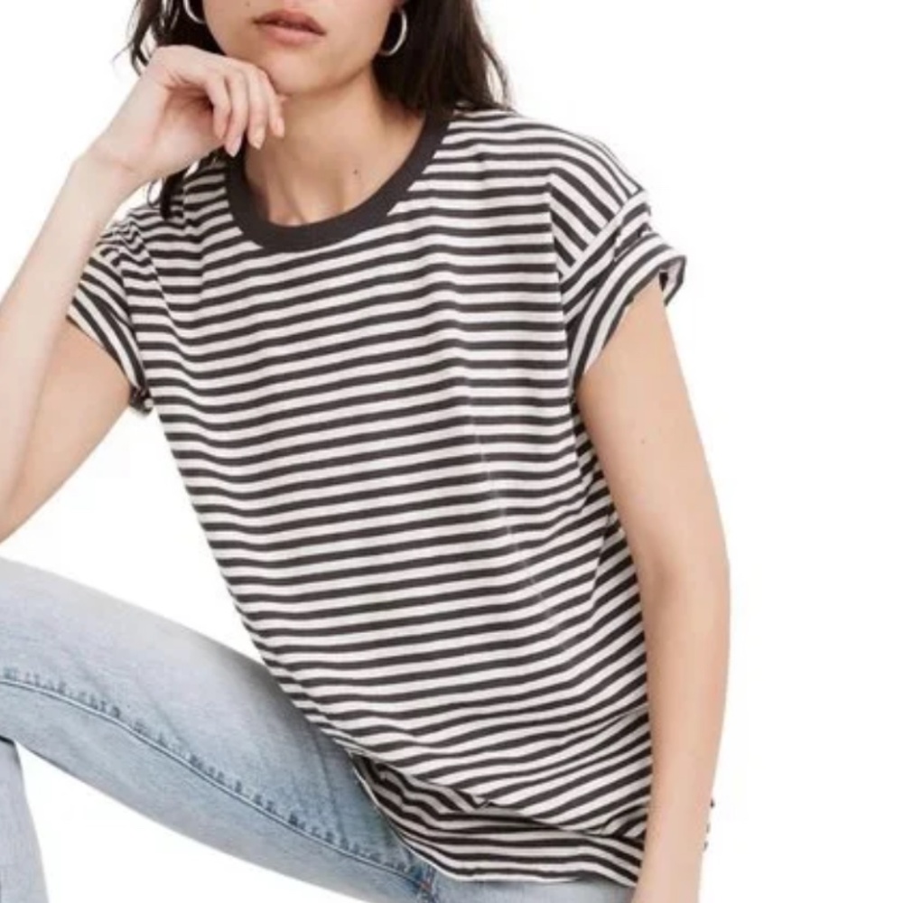Madewell Stripe Cotton Rib Crewneck T-Shirt size XL